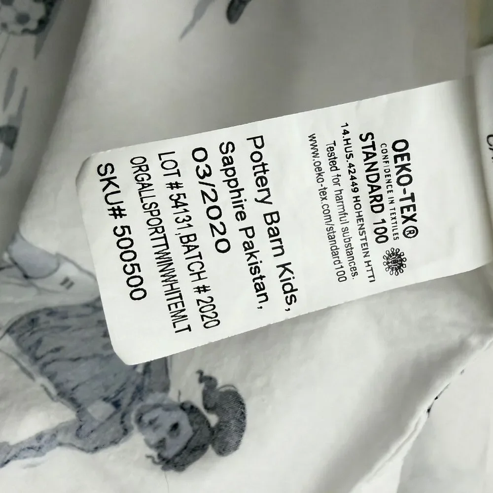 Pottery Barn Kids Organic All Sports Flat Fitted Sheets Twin Grey Blue Soccer